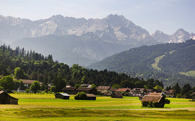 Panoramic view of the Alpspitze in the Bavarian Alps, Germany