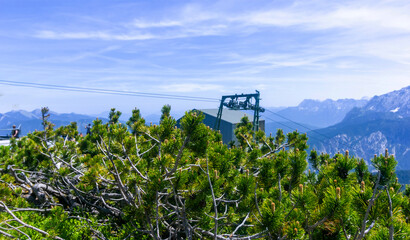 The German Alps, visible from the cable car leading to the Alpspitze mountain