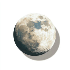 moon isolated in White Background, moon vector, Flat lay vector illustration