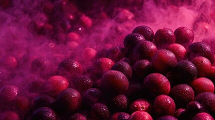 Vibrant fruit pile deep pink hue