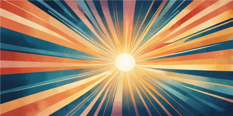 Abstract retro sunburst vector illustration with orange and yellow rays for a bright summer background design