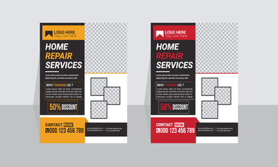 Home repair service flyer template Design and Construction renovation home repair flyer template