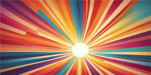 Abstract colorful rainbow background with bright sun rays and starburst pattern