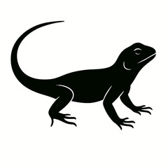 Fototapeta premium Design a black silhouette of a Agama Lizard white background clean vector shape