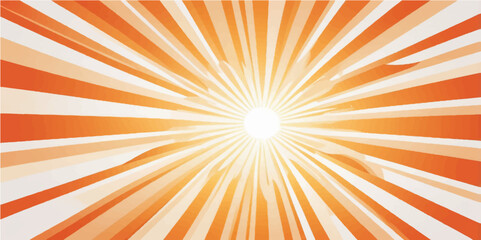 Bright, warm sunburst vector illustration with yellow and orange rays creates an abstract background perfect for summer designs