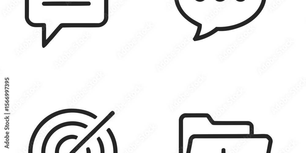 Fototapete collection of various outline style icons representing different functions and applications tools se