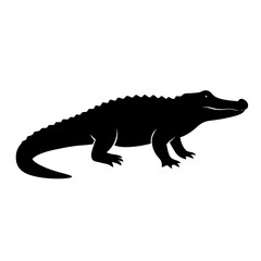 Design a black silhouette of a American Alligator white background clean vector shape