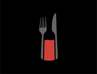 Fork knife and bottle logo