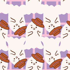 Seamless Pastel Halloween Vector Patterns with Cute Ghosts and Florals