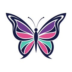 Obraz premium Logo with a multicolored butterfly, vector illustration.