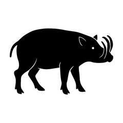 Fototapeta premium Design a black silhouette of a Babirusa white background clean vector shape