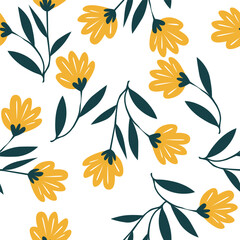 multicolor exotic hand drawn floral seamless pattern