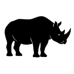Fototapeta premium Design a black silhouette of a Black Rhinoceros white background clean vector shape