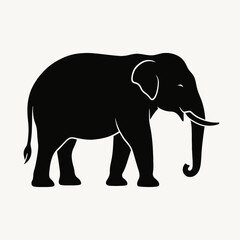 Fototapeta premium Design a black silhouette of a Borneo Elephant white background clean vector shape