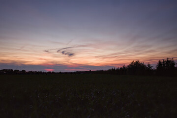 Nightfall with a cloudy sky