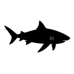 Obraz premium Design a black silhouette of a Bull Shark white background clean vector shape