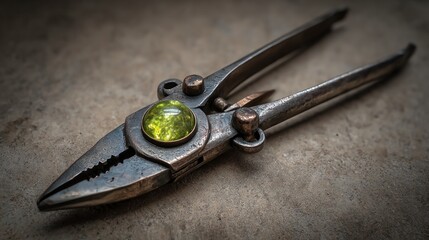 Vintage metal pliers with gemstone
