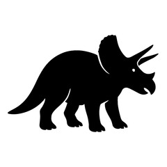 Design a black silhouette of a Ceratopsian white background clean vector shape