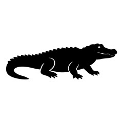 Fototapeta premium Design a black silhouette of a Chinese Alligator white background clean vector shape