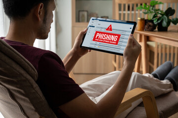 Cyber security software show alert of cyber attack for protection snugly. Danger from virus,...