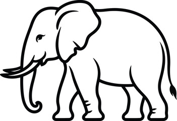 Fototapeta premium Black and White Elephant Silhouette – Simple Animal Line Art Vector