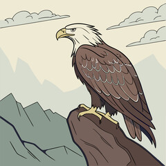 Hand drawn eagle flying drawing illustration