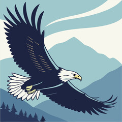 Fototapeta premium Hand drawn eagle flying drawing illustration