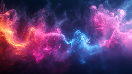 Fototapeta premium Pink glowing wave lights sparkle on dark background high resolution picture