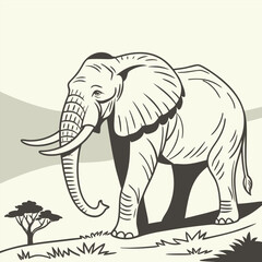 
Cute simple elephant cartoon isolated