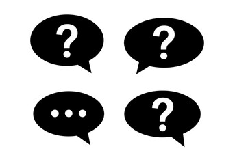 Black Speech Bubbles with Question Marks and Ellipsis Symbols.