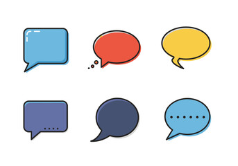 Colorful Speech Bubbles with Outlines Representing Communication and Dialogue.
