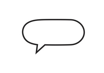 Simple Black Outline Speech Bubble with Pointed Tail.
