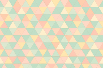 Seamless Pastel Triangle Mosaic Pattern Background. Abstract Geometric Polygonal Design. Soft Colorful Repeating Triangles. Modern Minimalist Vector. Subtle Retro Style. No Text Elements.