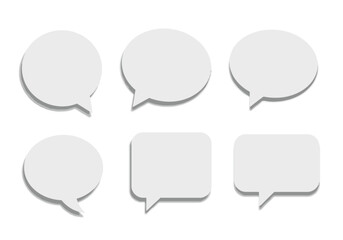 Collection of White Speech Bubbles with Soft Shadows Communication Concept.