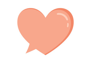 Simple Cartoon Heart-Shaped Speech Bubble in Peachy-Coral.