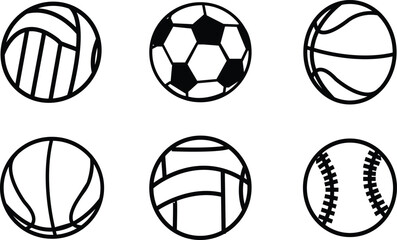 Black and White Volleyball icon ball silhouette