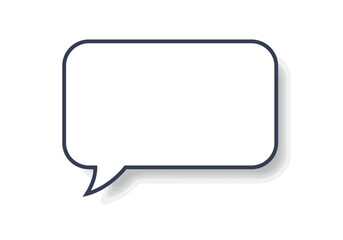 Simple White Speech Bubble with Dark Blue Outline and Shadow Effect.