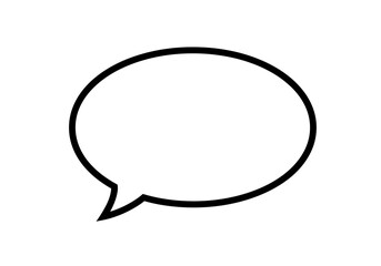 Simple Black and White Speech Bubble Icon for Communication.