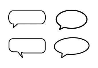 Obraz premium Four Black and White Speech Bubbles for Communication and Dialogue.