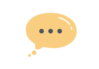 Yellow Speech Bubble with Three Dots Communication Icon Flat Design.