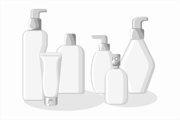 White and Silver Skincare Product Mockup – Vector Containers for Ads, Packaging Design, and Digital Marketing, Minimalist Skincare Packaging Template