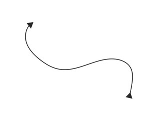 A black curved arrow isolated on transparent background