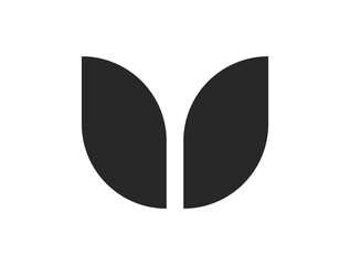 Two black leaves isolated on transparent background