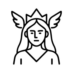 line icon mythical creature Freya vector on white background
Vector line icon on white background