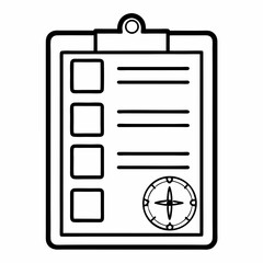 Planning clipboard icon in minimal black and white