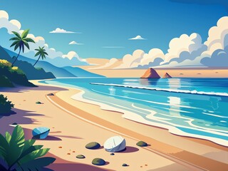 Fototapeta premium tropical beach with palm trees