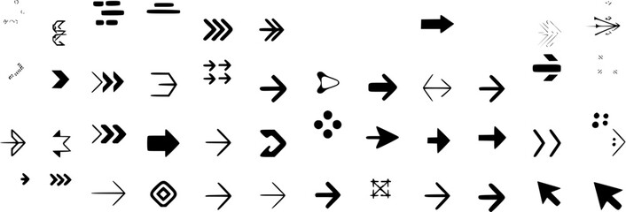 Arrow vector set collection design elements for ui ux web graphic design and creative projects resource pack on transparent background