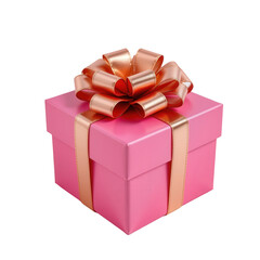 Obraz premium Elegant Pink Gift Box with Shiny Ribbon Bow for Celebrations and Special Occasions
