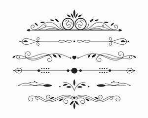 page divider vector set, Collection of elegant black and white page dividers,border vector design elements. Perfect divider for digital, print needs, web pages, invitation, banner