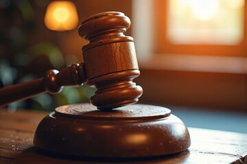 Gavel suspended in mid-air with rings delicately balanced on top.